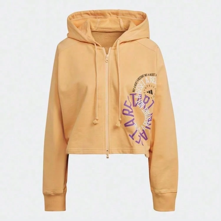 Adidas 短款时尚简约百搭休闲女士连帽拉链夹克外套 IB5890 - 脈衝琥珀 - 查看 1