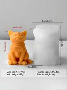 1 件逼真的 3D 坐猫硅胶模具，可用于制作蜂蜡香薰蜡烛、树脂烛台、粘土猫雕像，适用于宠物主题咖啡馆装饰、入口展示、工艺爱好，可爱的猫咪表情生动有趣 - 白色 - 查看 8