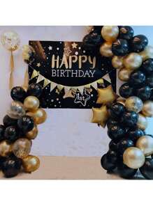 40pcs 12inch Gold Black Mixed Confetti Latex Balloons Birthday Adult Woman Man Party Decorations, Graduation Decor, New Year Decor