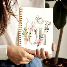 1pc 5.5x8.3inch Floral Dental Theme Spiral Notebook Perfect Gift For Dental Professionals Office Stationery Bible Verse Diary Birthday Party Celebration Present,School Supplies,Back To School - Multicolor - View 3