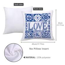 4PCS Blue And White Porcelain Floral "LOVE" "HOME" Letter Pattern Pillow Covers [Without Pillow Inserts], 17.7*17.7in(45*45cm), [Single-Sided Printing], Polyester Decor Pillow Cases, Home Decor, Bedroom Decor, Room Decoration For Sofa, Bed, Living Room, Bedroom, Car, Office, Hotel, Perfect Gift For Family And Friends, All Seasons