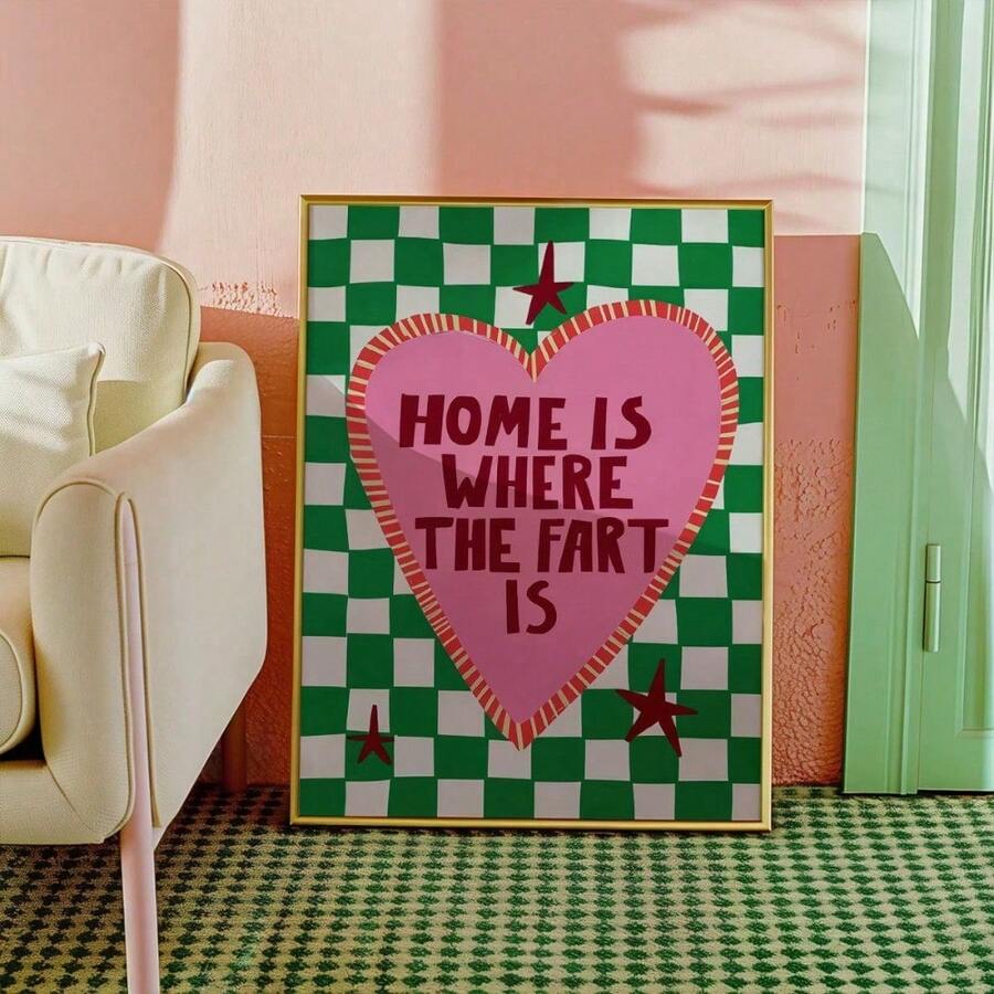 1PC Quote Print, Home Print, Wall Art Quote Print, Funny Print, Living Room Illustration, Retro Print, Slogan Print, Family Print, Family Gift,Optional Frame ,Wall Art With Frame