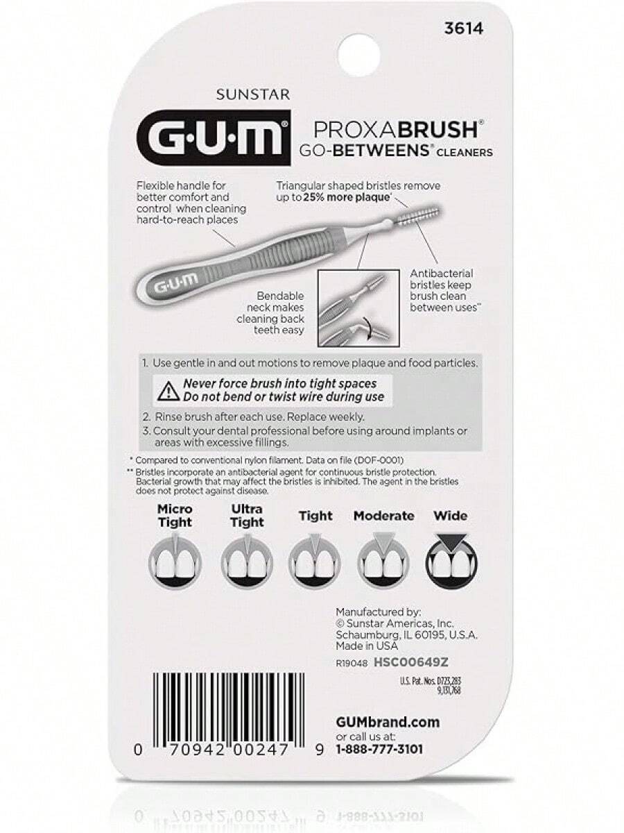 Proxabrush Go-Betweens - Moderate - Interdental Brushes - Soft Bristled Dental Picks For Plaque Removal Health - Safe For Braces & Dental Devices, 10 Count Back To School - Wide - View 1