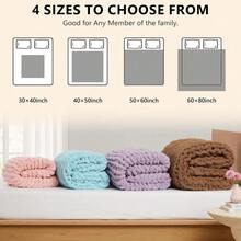 Chunky Knit Blanket - Soft Chenille Yarn Throws 40x50: Handmade Thick Cable Crochet Blanket - Large Chunky Yarn Rope Knot Throw For Couch, Sofa, Bed Home Decor - 淺藍色 - 查看 4