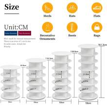Rotating Shoe Cabinet, 360 Degree Shoe Rack Storage - Round Carousel Vertical Handbag Organizer (White, 7 Tier) - White - View 10