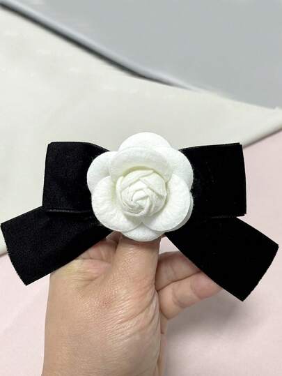 韩国时尚高端新款天鹅绒蝴蝶结山茶花领口胸针女蝴蝶花胸针装饰