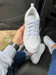 Women's Flat Heart-Shaped Sneakers, Comfortable For Everyday Wear - trắng - Xem 4
