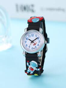 New Student Children's Cartoon Astronaut UFO Spacecraft Astronaut Quartz Watch - Black - View 2