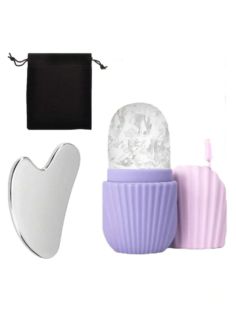 冰面滚轮套装，含 1 个冰面滚轮、1 个储物袋、1 个刮痧板（用于焕发光彩的皮肤）、硅胶冰面滚轮模具（用于缓解面部和眼部浮肿）、可重复使用的防漏护肤工具（用于日常护理、美容、护肤产品、水疗、自我护理、护肤工具、面部护理、美容师用品、按摩、面部按摩工具、面部滚轮） - 彩色 - 查看 20