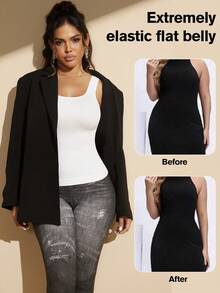 1pc Women Seamless White Shapewear Top, Tummy Control & Waist Shaping