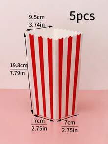 5件/10件爆米花容器、零食爆米花架、爆米花袋、薯条盒、爆米花纸桶、鸡块包装盒适用于派对用品和电影院、嘉年华、生日装饰
