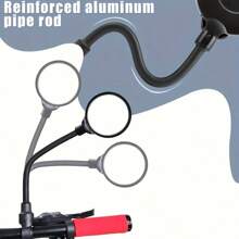 Miroir rétroviseur de vélo 360° rotatif et réglable, lentille grand angle, bras long flexible pour une installation facile, convient pour les vélos de montagne, les scooters électriques et les véhicules légers - Cadre en ABS noir, accessoires de pédale Miroir ovale Accessoire de sécurité, pièces de vélo