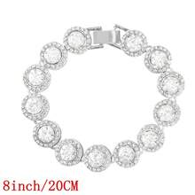 1pc Fashionable Women's Rhinestone Encrusted Round Tennis Chain Crystal Necklace, Shiny Hip-Hop Style Cuban Chain Jewelry, Valentine's Day Gift 2025
