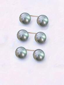 9pcs Pearl Brooch Pin Set - Adjustable, Non-Slip, Pins For Waist Cinching, Collar Adjusting, Scarf Fixing, Fashion Accessory, Comes In Champagne, Grey, White Faux Pearl Buttons - Ideal For Dresses, Blouses And Garment Decor - Multicolor - View 14