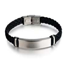 1 pieza Pulsera minimalista de acero inoxidable y trenzado para hombre