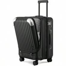 Carry On Suitcase 55CM Hand Lage Expandable With Laptop Compartment ABS+PC Hahell Spinner Trolley Cabin Size With 4 Wheels TSA Black