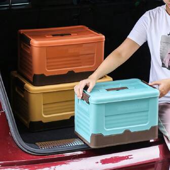 1 pieza Caja de almacenamiento plegable, caja de almacenamiento portátil para camping, caja a prueba de polvo para el maletero del coche y la compra, organizador de almacenamiento para el hogar, estantería para almacenamiento al aire libre