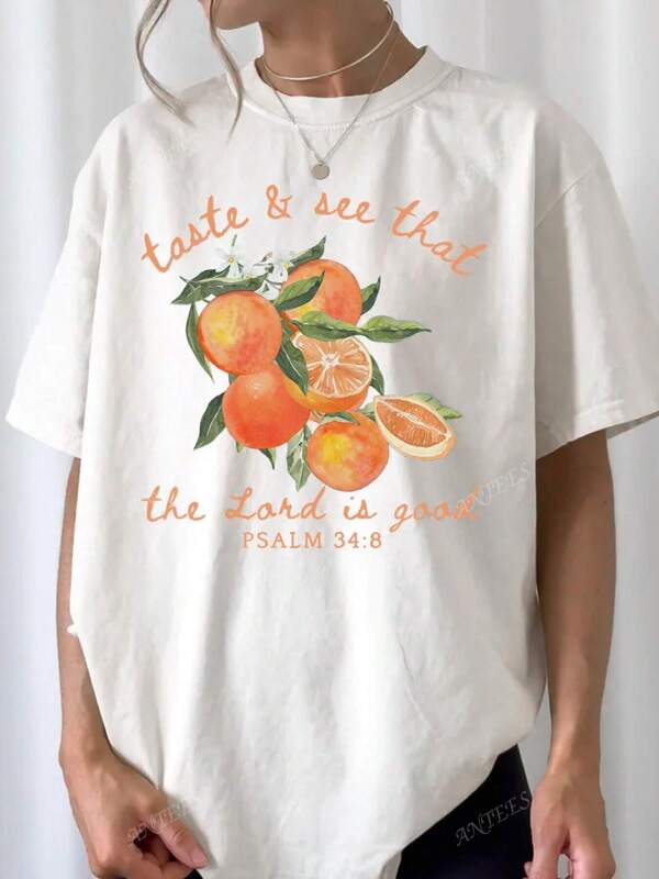 Women Loose T-Shirt, Casual, Sporty, Outdoor, Campus Style, Fashion, Simplistic, English Letter, Beach, Cartoon