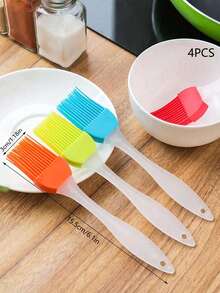 4 件硅胶油刷适用于烧烤、厨房烘焙、煎饼烹饪 - 彩色 - 查看 4