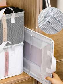 1 件简易透明 PVC 防水衣柜收纳盒，钢架织物收纳箱，适用于衣服、家居和宿舍使用 - 無色 - 查看 4