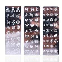 3Pcs Nail Stamp Plates Butterfly Flower Pattern Nail Stamping Templates Manicure Stencils Tools For Nail Art Decoration