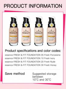 Essence Essence FRESH & FIT FOUNDATION, Available In Multiple Shades, 30ml, Combines Beautification And Moisturizing Effects, Effortlessly Creates Natural Makeup Look