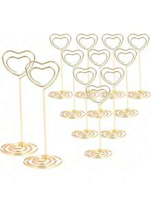 10PCS Table Number Holders, Place Card Holders,Table Number Stands,Table Card Holder, Photo Picture Holders For Centerpieces, Wedding, Party, Birthday (Heart Shaped) - Multicolor - View 10