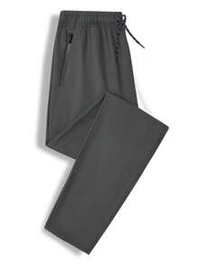 Plus Size Men's Lightweight Quick Dry Breathable Outdoor Running Sports Pants, Loose And Comfortable For Spring/Summer - Dark Grey - View 4