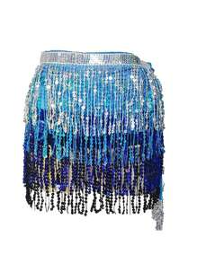 Fuste cu ciucuri și paiete cu sclipici pentru dansul din buric, fuste la modă cu curea pentru dansul din buric