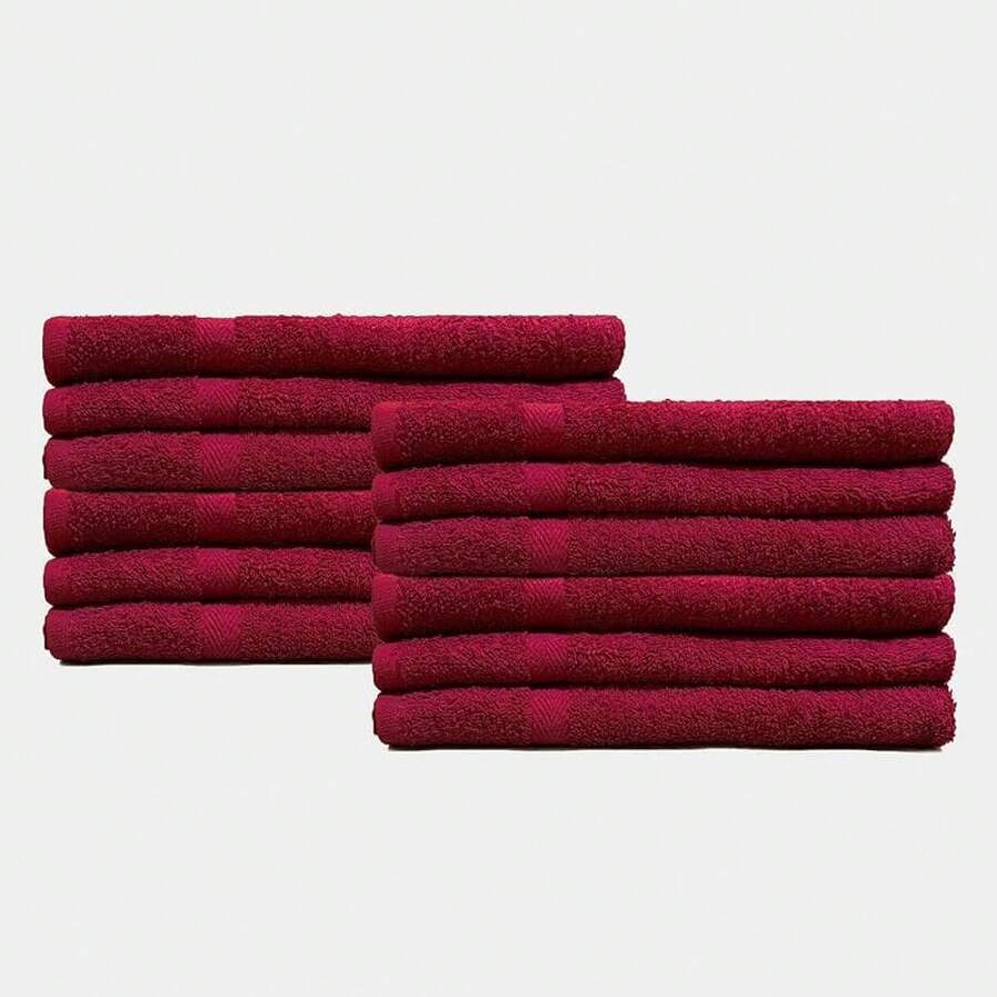Toallas faciales para spa - Toallas de mano para salón en paquete - Toallas suaves para salón de belleza - 16x27 pulgadas - Paquete de 12 (Blanco) - Burdeos - Ver 1