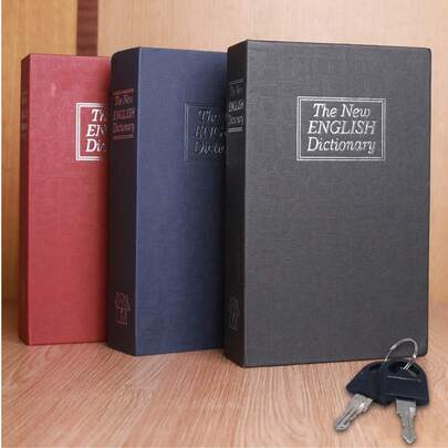 1个仿真书形存钱罐，带锁字典，塑料储蓄盒带钥匙