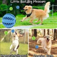 1PC Dog Chew Ball Toy | Natural Rubber Teeth Cleaning Interactive Chew Toy With Snack Pocket | Before-After Whitening Pet Dental Toy For Outdoor Training Reward (Christmas/Birthday Gift)