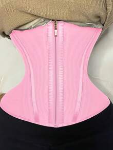 Feelingirl High Compression 15 Built-In Steel Bone Tummy Control Waist Trainer - 粉色 - 查看 1