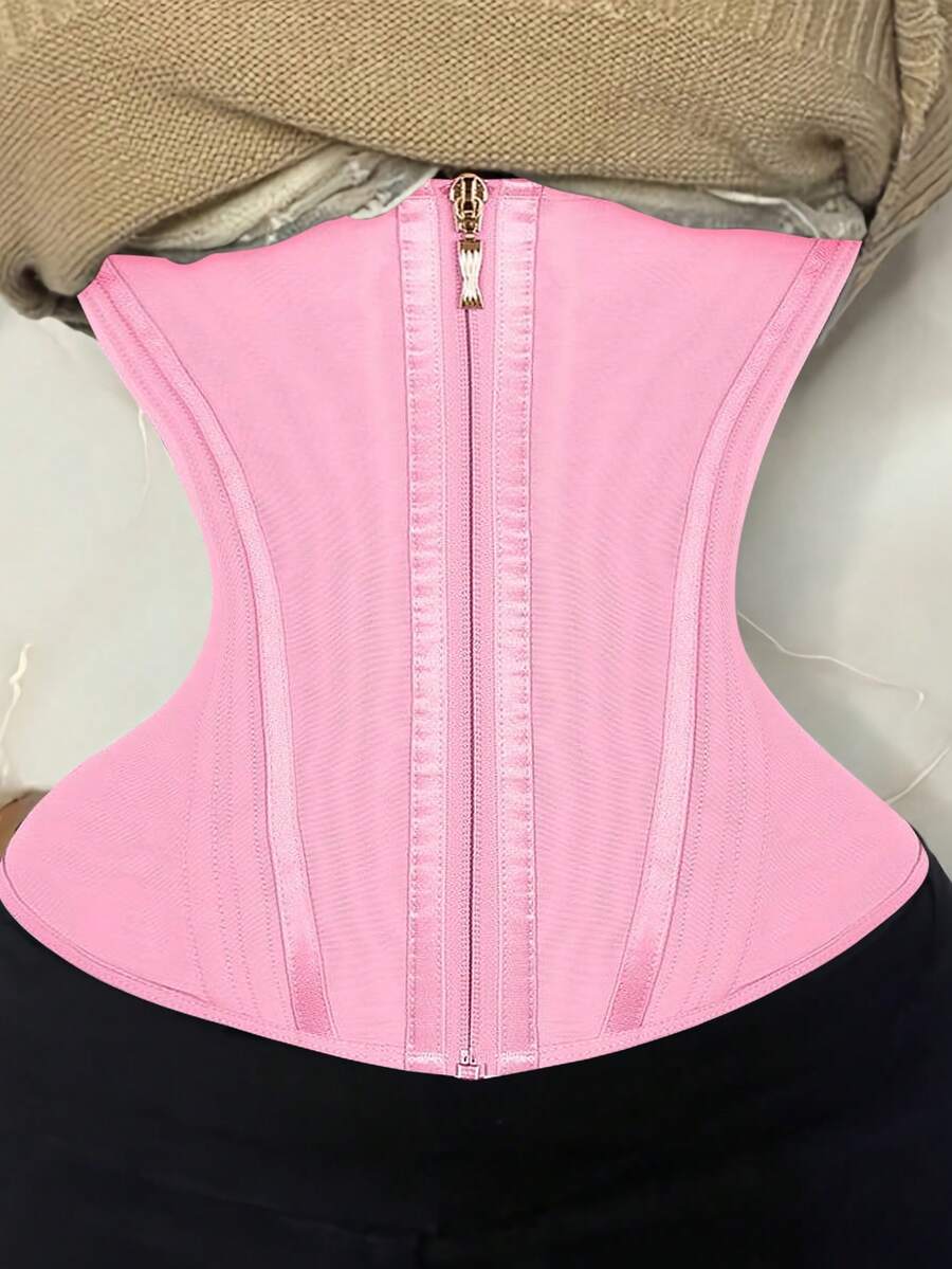 Feelingirl High Compression 15 Built-In Steel Bone Tummy Control Waist Trainer - 粉色 - 查看 1