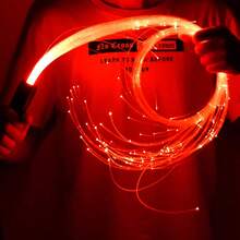 Rechargeable LED Fiber Optic Whip - 360° Swivel, 36 Mode Effects, Super Bright | Perfect For Raves, Parties, EDM, Light Shows, Festivals, Halloween & Christmas Decor - Colorful Glowing Braids - View 6