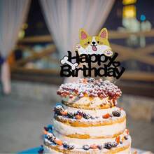 Corgi Dog Cake Topper, Cute Pet Themed Birthday Cake Decorations For Pet Lovers, Party Cake Decorating Supplies