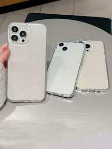 1 pieza Funda de teléfono transparente con estrellas brillantes compatible con IP16, 16E, 12/13 Mini, funda protectora de silicona suave para IP16 15 14 13 12 11 Pro Max Plus 8 7, opción de regalo ideal para el festival de Hanaka y Navidad, resistente al agua, a los golpes, a las caídas y a los arañazos