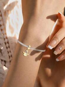 1 件时尚爱心天使系列串珠适合女士手链手镯 DIY 珠宝制作和日常服装搭配珠宝装饰适合女孩 - 金色 - 查看 5