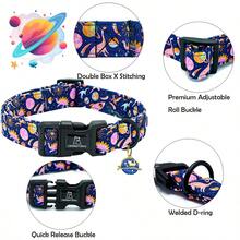 Lionheart Glory 狗项圈恐龙图案可爱项圈适合中型犬春夏季母犬或公犬项圈宠物礼物可调节重型宠物项圈