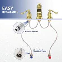 Flexible Tap Connectors Tap Tails M10 (10mm) X 1/2" Fitting 60cm Long Flexible Pipe For Monobloc Mixer Tap Pair Of Stainless Steel Braided Water Supply Hose (2 Pcs) - Silver - View 2