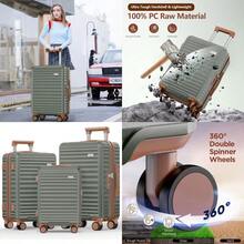 Suitcase Sets 3 Piece Hard Shell PC Expandable Lightweight Durable Carry On Travel Hand Lage With Double Spinner Wheels TSA Lock Light Green - 3PieceSet - View 1