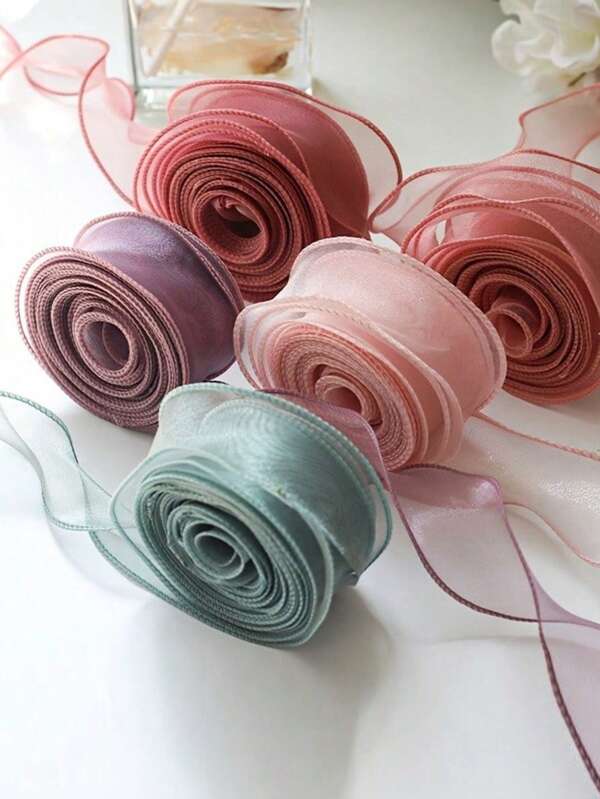 1 Pack Of 10 Yards Sheer Chiffon Ribbon - Elegant Organza Satin Suitable For Gift Wrapping, Cake Decoration, Bouquets, Wedding Crafts, Holiday Decoration | Flowing Textured Ribbon | Organza Satin Ribbon
