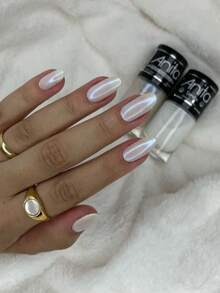 Kit 2 Esmaltes Anita Holográfico Top Coat Borboleta + Branco Transparente Concha Festa Junina - Branco - Visão 1