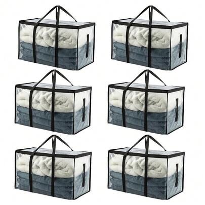 6pcs Oversized Moving Bags Large Storage Bag Organizer Moving Boxes With Backpack Straps Zippers Handles Heavy-Duty Packing Bags For Moving College Dorm Christmas Decorations Foldable Storage Bags Back To School Travel Essentials Room Decor, Home Decor, Bedroom Decor Storage Organization And Storage