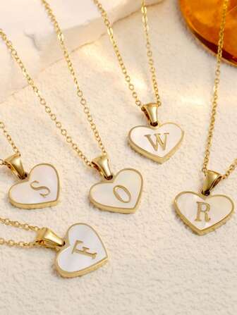 1pc Personalized Initial Necklace Stainless Steel Non Tarnish Women Letter Necklace