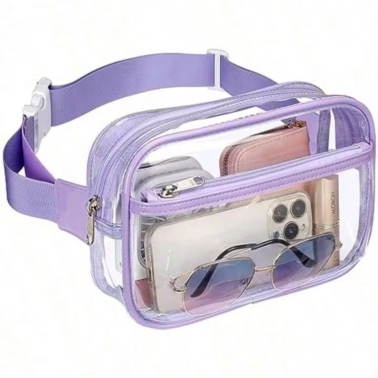 Stadium-Approved Clear Fanny Pack – Adjustable Belt Bag For Concerts & Sports Events | EventGo Series - Purple - View 1
