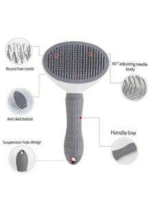 1pc Pet Hair Remover & Grooming Brush, One-Click Auto Cleaning Deshedding Tool, Suitable For Cats & Dogs - Multicolor - View 5