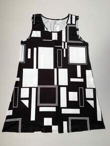 女士加大码夏季连衣裙，几何图案无袖中长连衣裙（1X-5X 码可选），休闲波西米亚风时尚沙滩裙，女士度假装