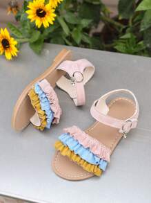Sandálias de Praia Abertas e Fofas com Decoração Splice Rainbow Novo Verão para Meninas, Adequadas para Praia, Viagens, Fotografia, Escola, Uso Interno