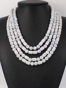 1pc New Design Vintage Baroque Style Multi-Layer Resin Beaded Women Fashion Necklace